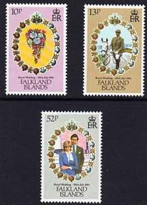 Фалкленды, Королевская Свадьба, 1981, 3 марки